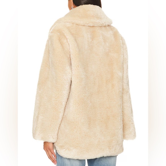 Free People Pretty Perfect Faux Fur Peacoat, Color Tea / Off-White Sz Large NWT - Picture 5 of 9
